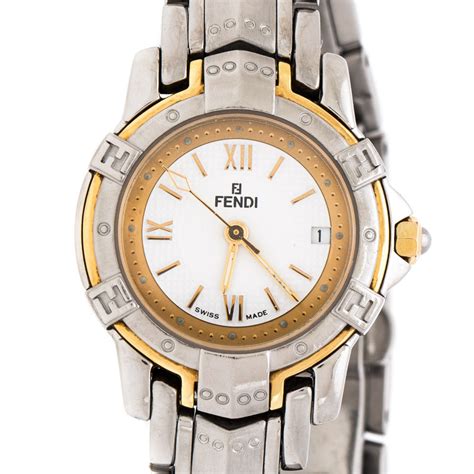 fendi orologi stainless steel two-tone wristwatch|fendi female watches.